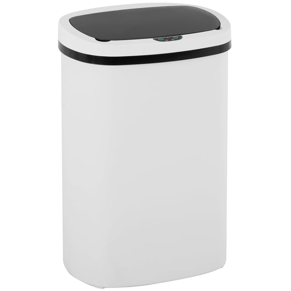Touch-Free 50L Motion-Sensor Rectangular Plastic Trash Can with Quiet-Close Lid White