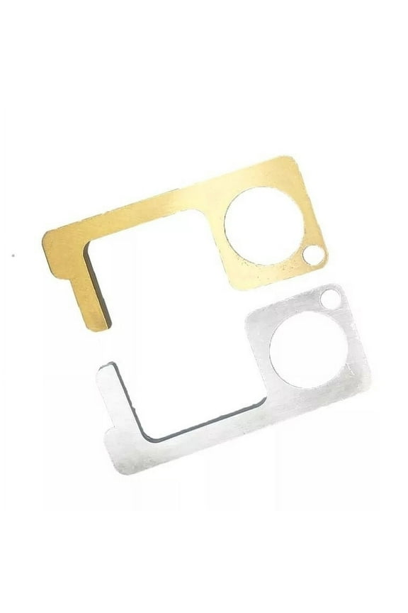 Touch Free Keychain Tool 2-Pack Gold Silver Door Opener Button Pusher Gadget