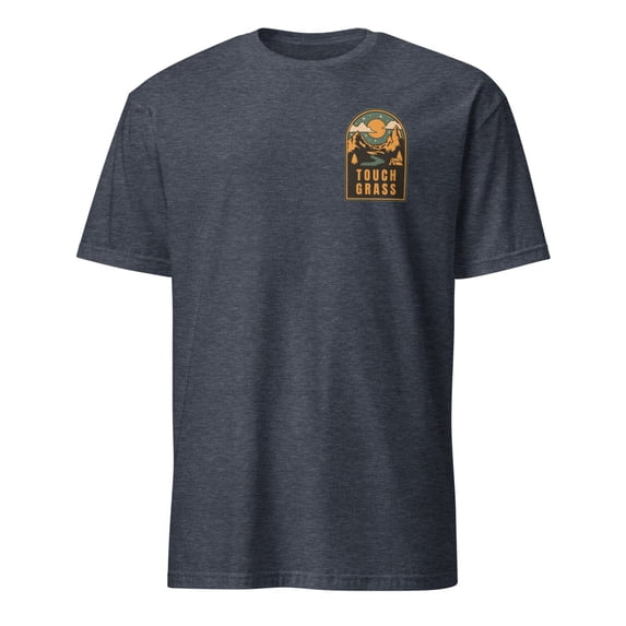 Touch Grass Funny Meme Go Outside Nature T-Shirt (Heather Navy, M)