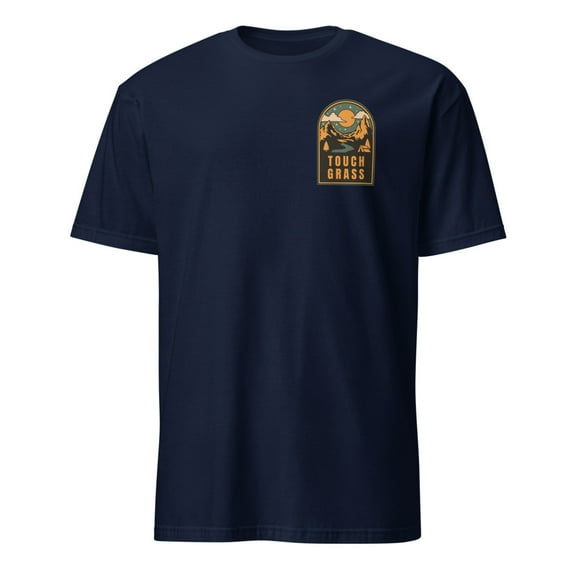 Touch Grass Funny Meme Go Outside Nature T-Shirt (Navy, L)