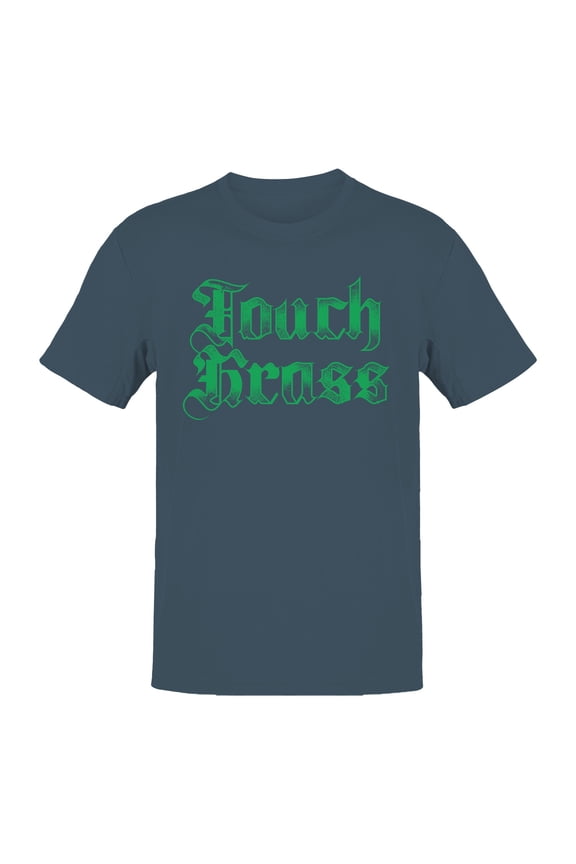 Touch Grass Gothic Typography Men's T-shirt
