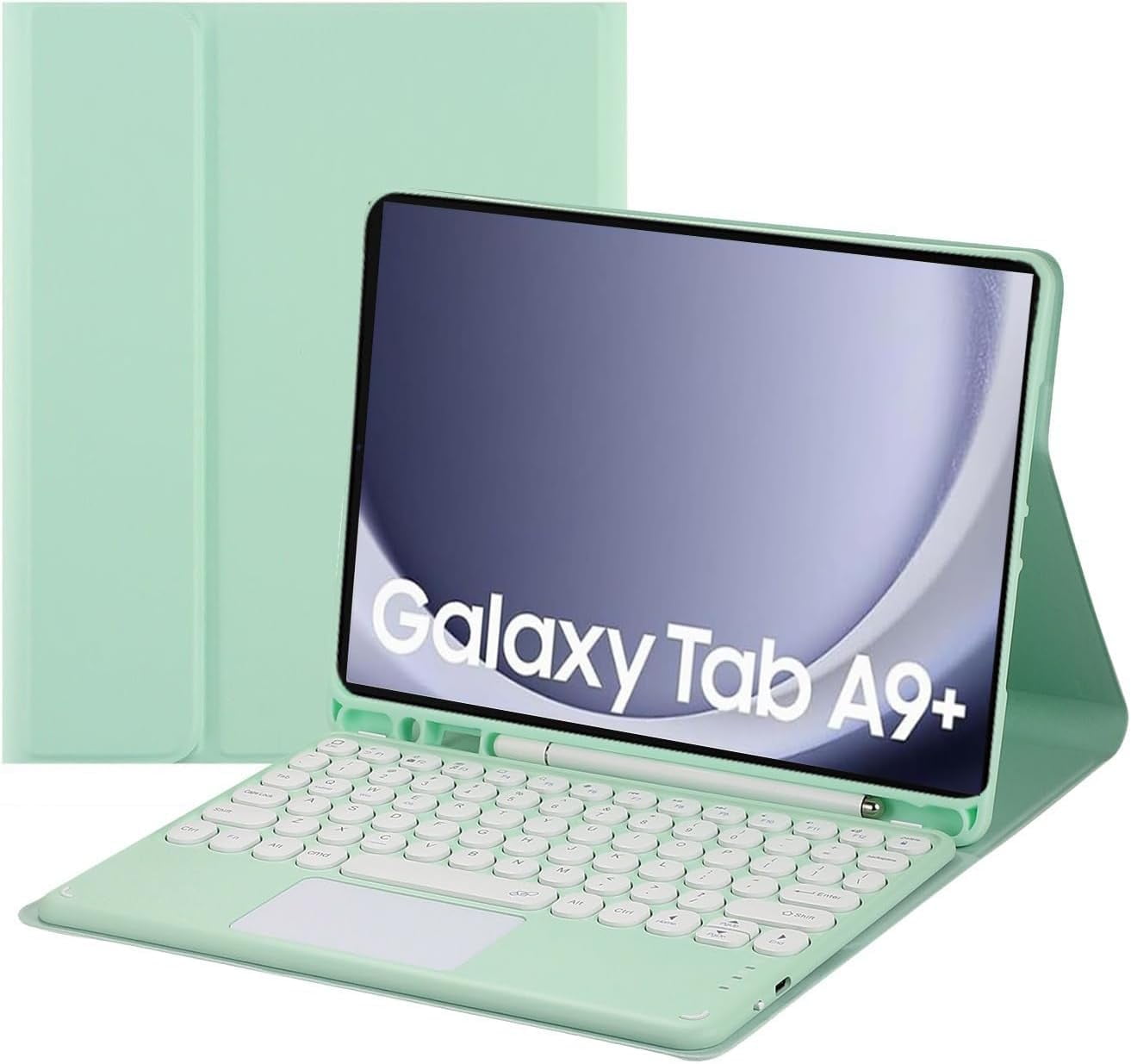 Touch Keyboard Case for Samsung Galaxy Tab A9 Plus 11'' 2023 (SM-X210/X216/X218), with Pencil Holder - Magnetically Detachable Touch Bluetooth Keyboard