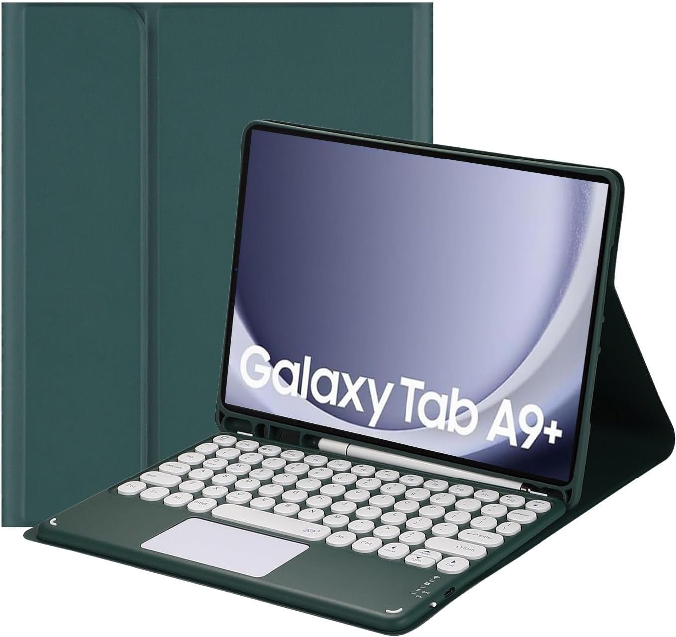 Touch Keyboard Case for Samsung Galaxy Tab A9 Plus 11'' 2023 (SM-X210/X216/X218), with Pencil Holder - Magnetically Detachable Touch Bluetooth Keyboard