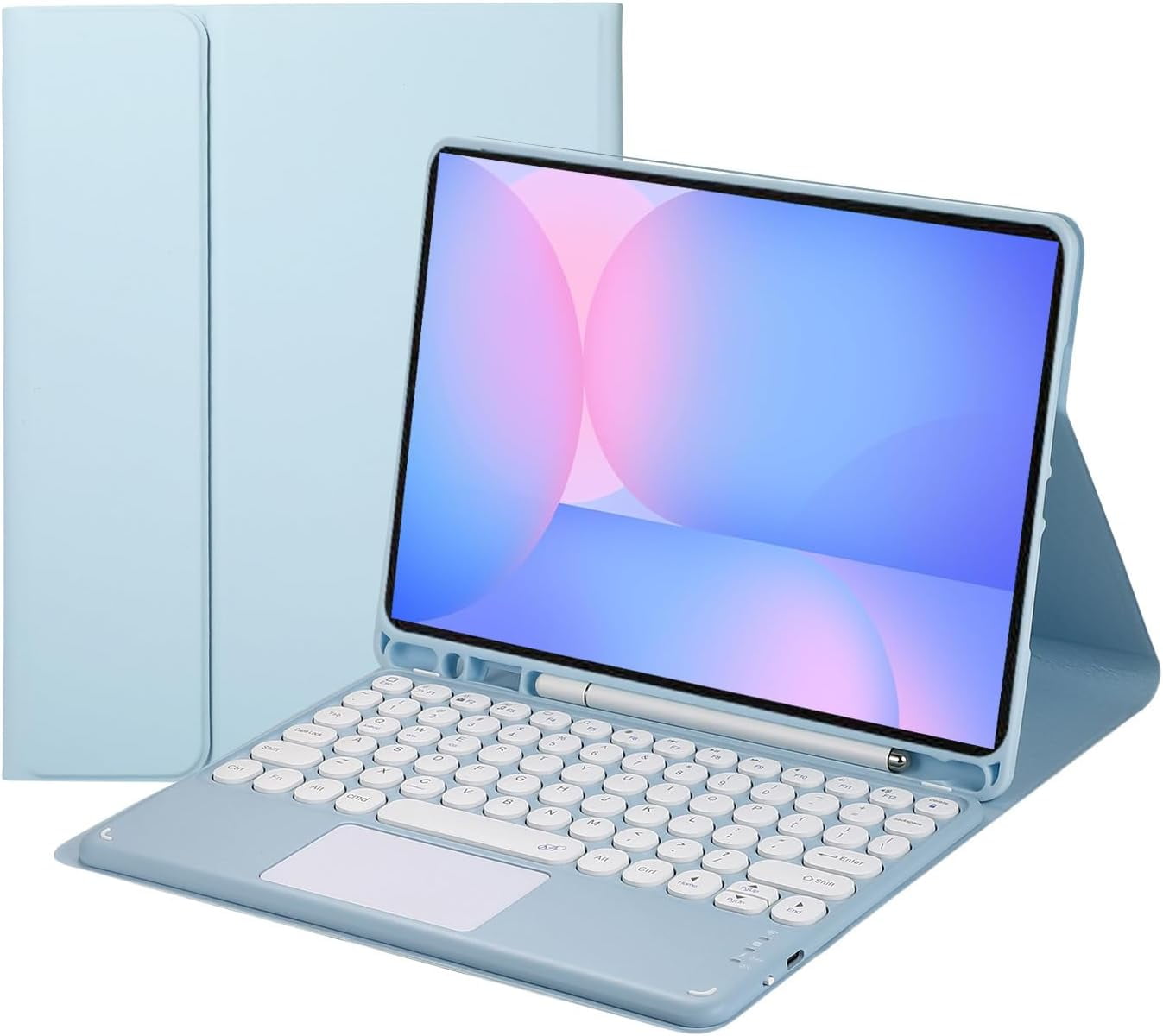 Touch Keyboard Case for Samsung Galaxy Tab S10 FE/ S9 FE 5G 10.9 Inch/Tab S9 11 Inch, with Pencil Holder - Magnetically Detachable Touch Bluetooth Keyboard