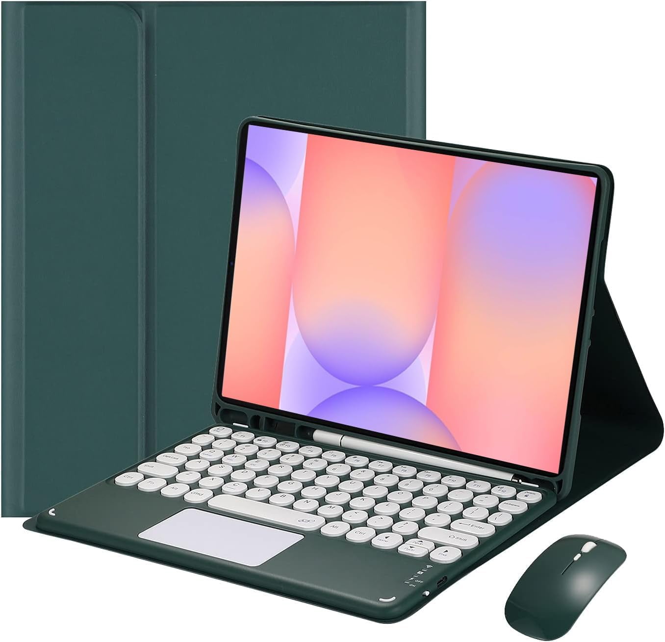 Touch Keyboard Case for Samsung Galaxy Tab S10 Lite/ S10 FE/ S9 FE 10.9 Inch/Tab S9 11 Inch, with Mouse - Magnetically Detachable Touch Bluetooth Keyboard
