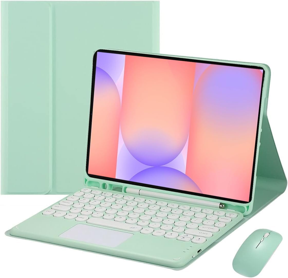 Touch Keyboard Case for Samsung Galaxy Tab S10 Lite/ S10 FE/ S9 FE 10.9 Inch/Tab S9 11 Inch, with Mouse - Magnetically Detachable Touch Bluetooth Keyboard