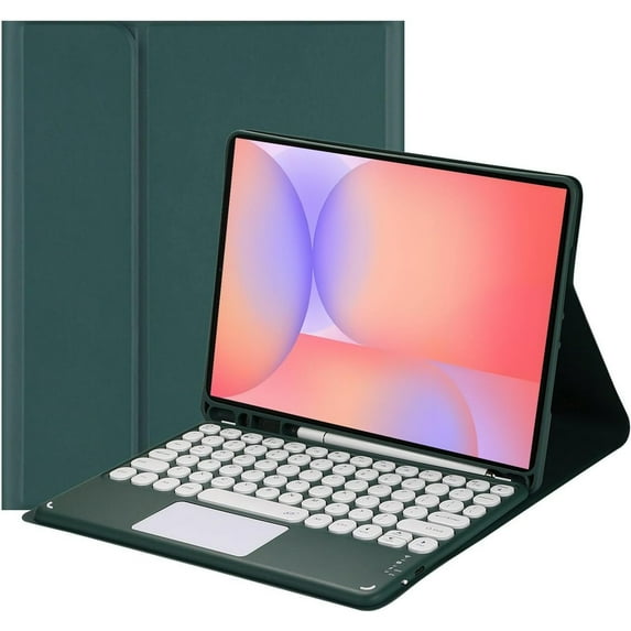 Touch Keyboard Case for Samsung Galaxy Tab S10 Lite/ S10 FE/ S9 FE 10.9 Inch/Tab S9 11 Inch, with Pencil Holder - Magnetically Detachable Touch Bluetooth Keyboard