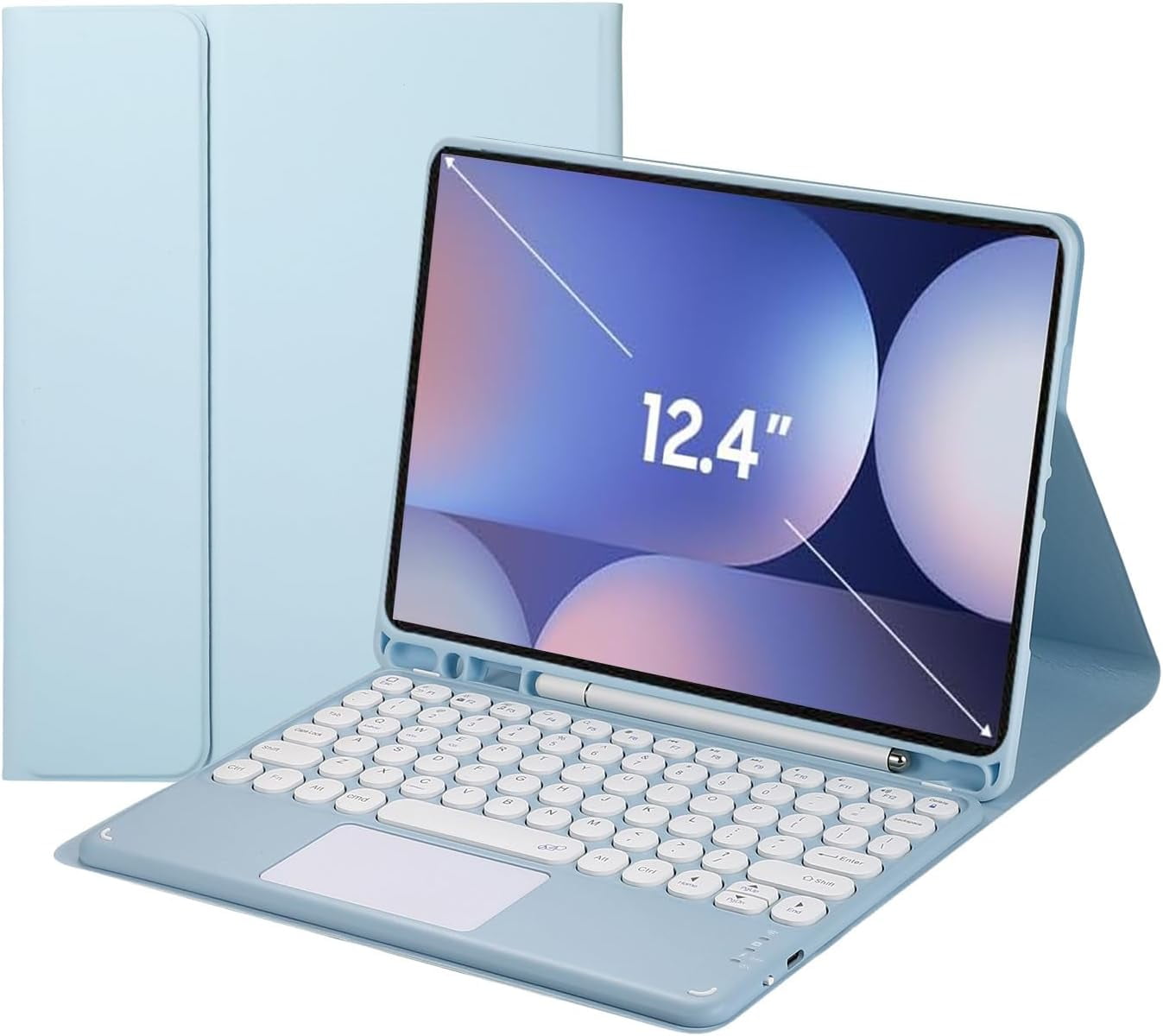 Touch Keyboard Case for Samsung Galaxy Tab S10+ Plus/ S9 FE+ Plus/Galaxy Tab S9+ Plus 12.4”, with Pencil Holder - Magnetically Detachable Touch Bluetooth Keyboard