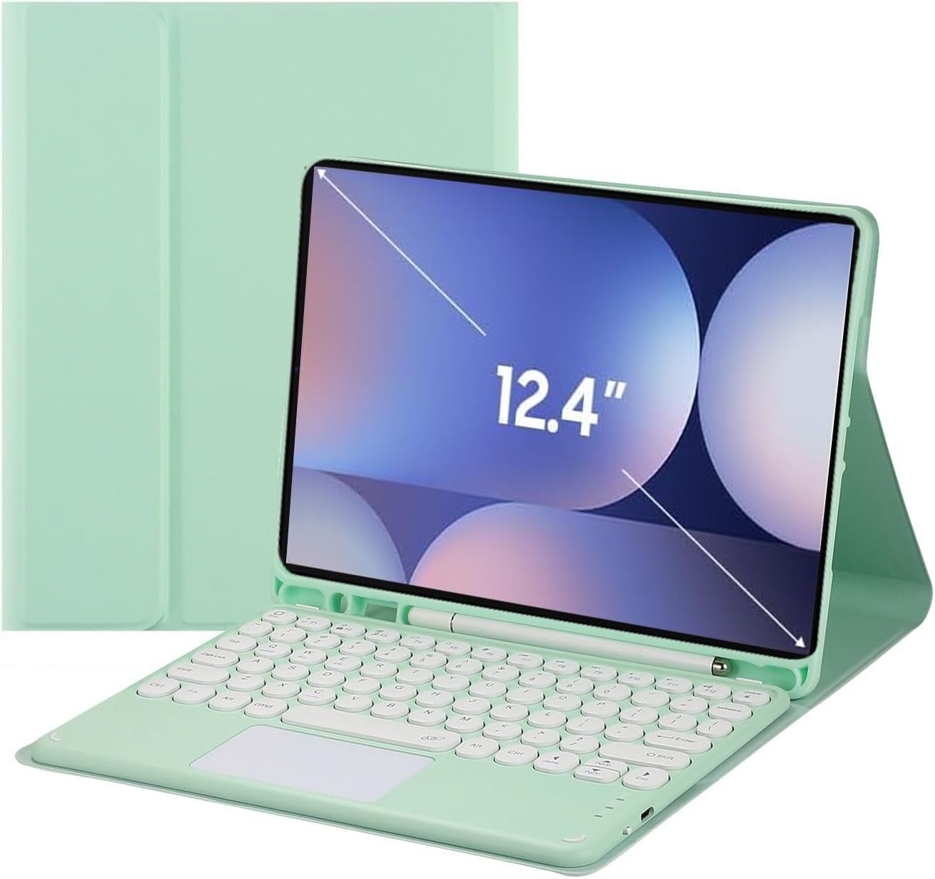 Touch Keyboard Case for Samsung Galaxy Tab S10+ Plus/ S9 FE+ Plus/Galaxy Tab S9+ Plus 12.4”, with Pencil Holder - Magnetically Detachable Touch Bluetooth Keyboard