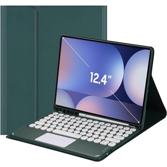 Touch Keyboard Case for Samsung Galaxy Tab S10+ Plus/ S9 FE+ Plus/Galaxy Tab S9+ Plus 12.4”, with Pencil Holder - Magnetically Detachable Touch Bluetooth Keyboard