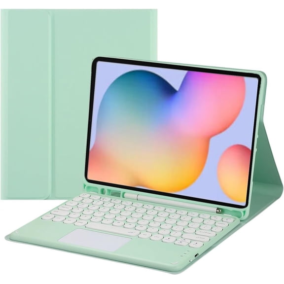 Touch Keyboard Case for Samsung Galaxy Tab S6 Lite 10.4 Inch 2024/2022/2020 Model (SM-P620/P625/SM-P610/P613/P615/P619), with Pencil Holder - Magnetically Detachable Touch Bluetooth Keyboard