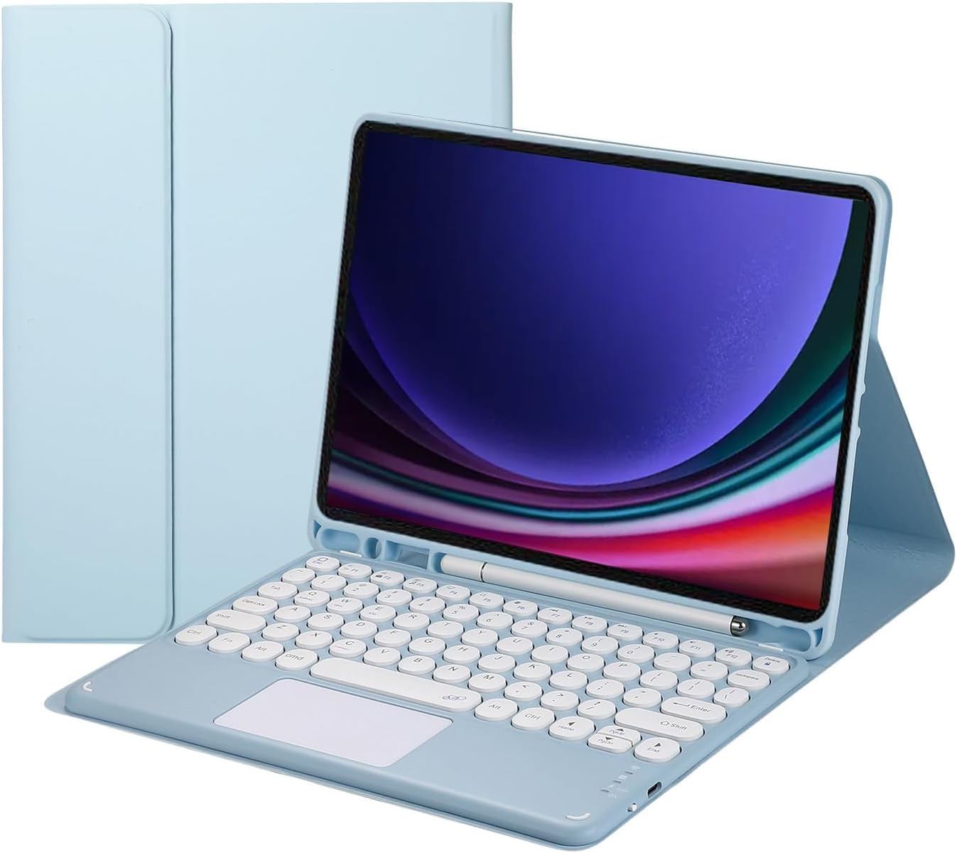 Touch Keyboard Case for Samsung Galaxy Tab S9 FE 10.9" (SM-X510/SM-X516B/SM-X518U)/ Samsung Galaxy Tab S9 11" 2023, with Pencil Holder - Magnetically Detachable Touch Bluetooth Keyboard
