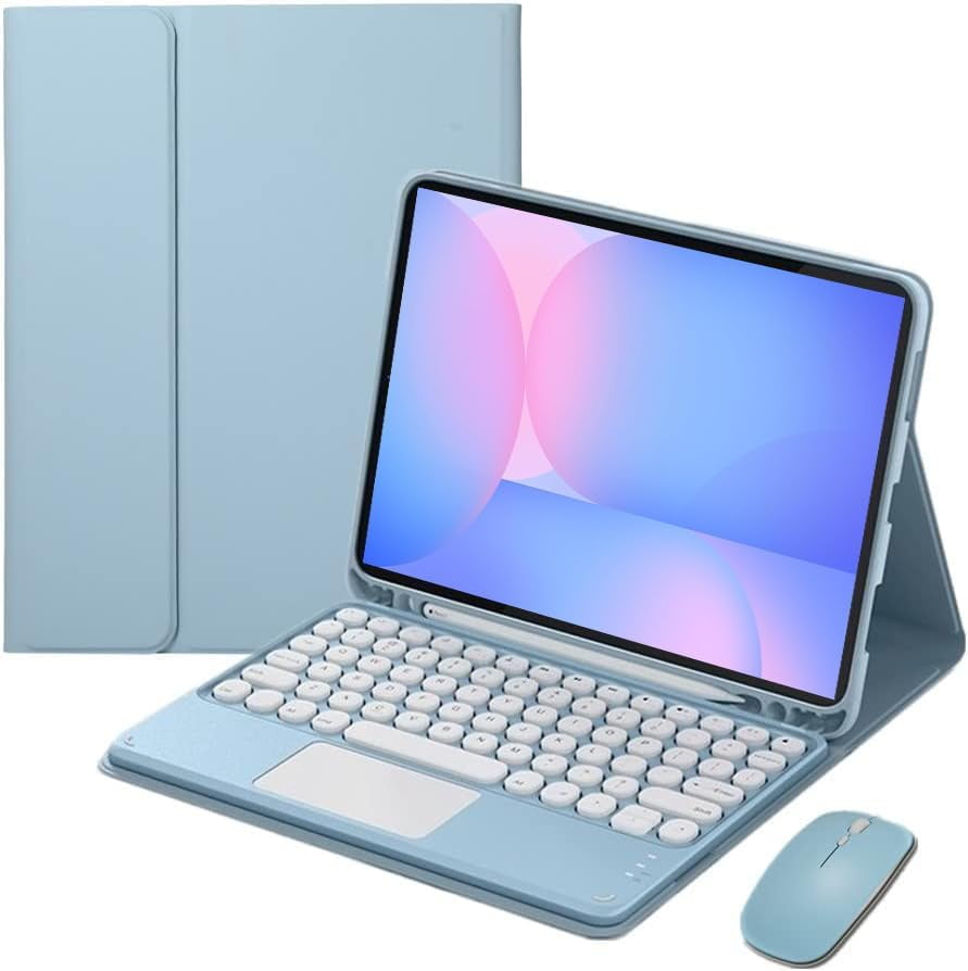 Touch Keyboard Case for Samsung Galaxy Tab S10 FE/ S9 FE 5G 10.9 Inch/Tab S9 11 Inch, with Mouse - Magnetically Detachable Touch Bluetooth Keyboard