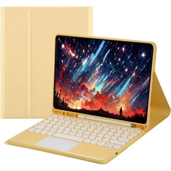Touch Keyboard Case for iPad 9.7 2018/2017 / iPad Air 2 / iPad Air with Pencil Holder - Magnetically Detachable Touch Bluetooth Keyboard