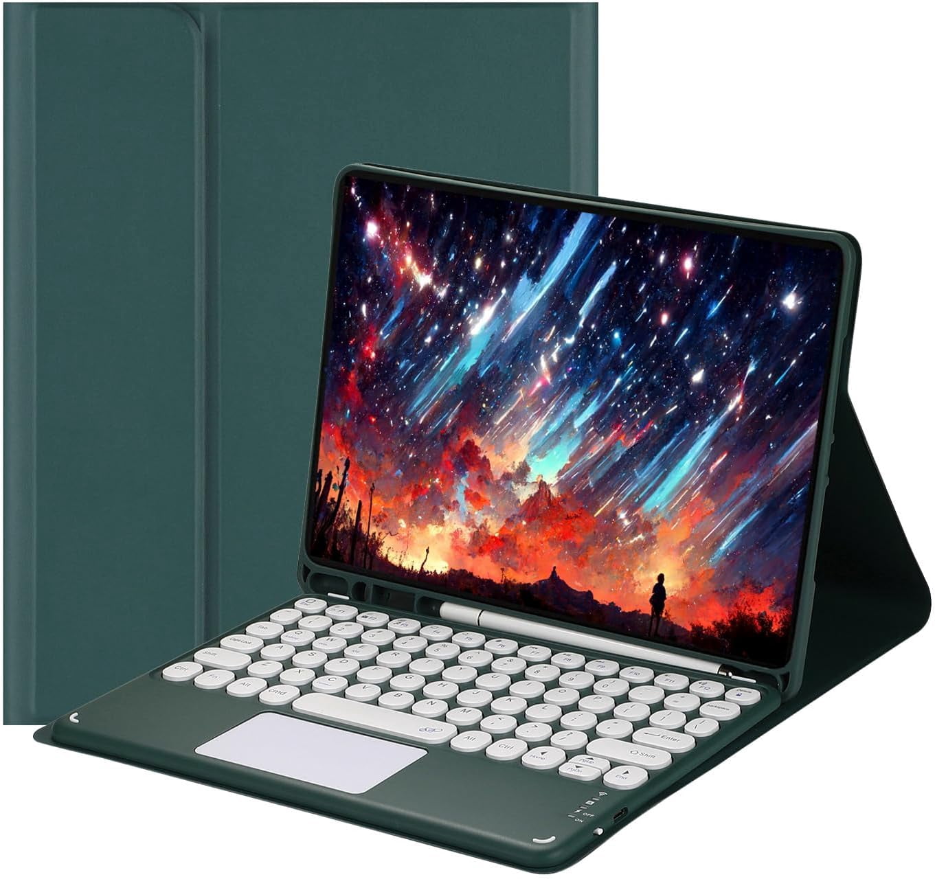 Touch Keyboard Case for iPad 9.7 2018/2017 / iPad Air 2 / iPad Air with Pencil Holder - Magnetically Detachable Touch Bluetooth Keyboard