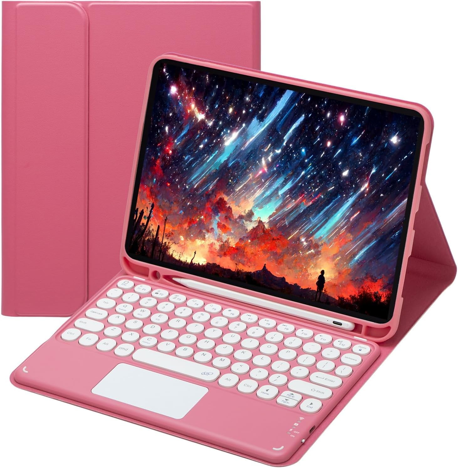 Touch Keyboard Case for iPad 9.7 2018/2017 / iPad Air 2 / iPad Air with Pencil Holder - Magnetically Detachable Touch Bluetooth Keyboard