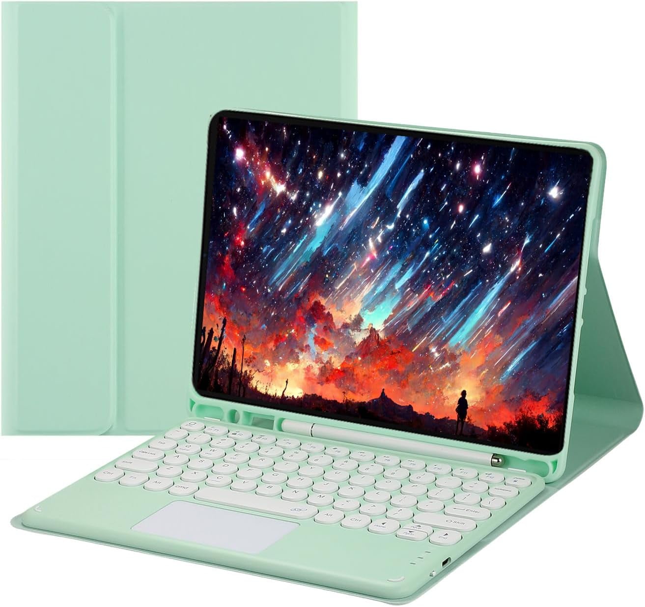 Touch Keyboard Case for iPad 9.7 2018/2017 / iPad Air 2 / iPad Air with Pencil Holder - Magnetically Detachable Touch Bluetooth Keyboard