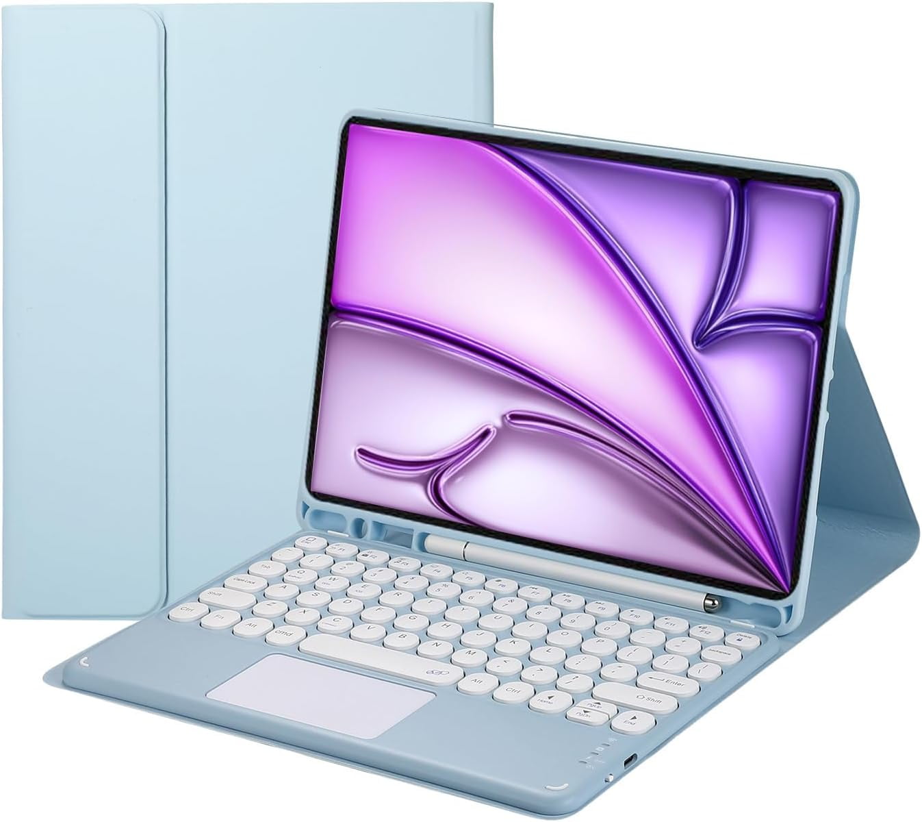Touch Keyboard Case for iPad Air 13 inch (M2) 2024 with Pencil Holder - Magnetically Detachable Touch Bluetooth Keyboard