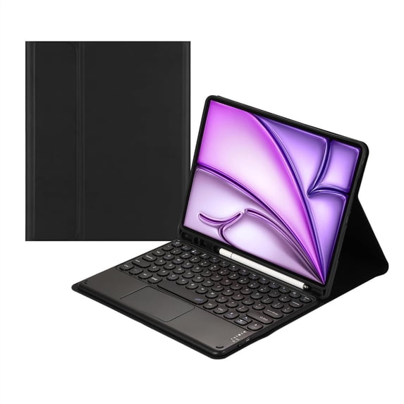 Touch Keyboard Case for iPad Air 13-inch (M3) 2025, (M2) 2024 with Pencil Holder - Magnetically Detachable Touch Bluetooth Keyboard
