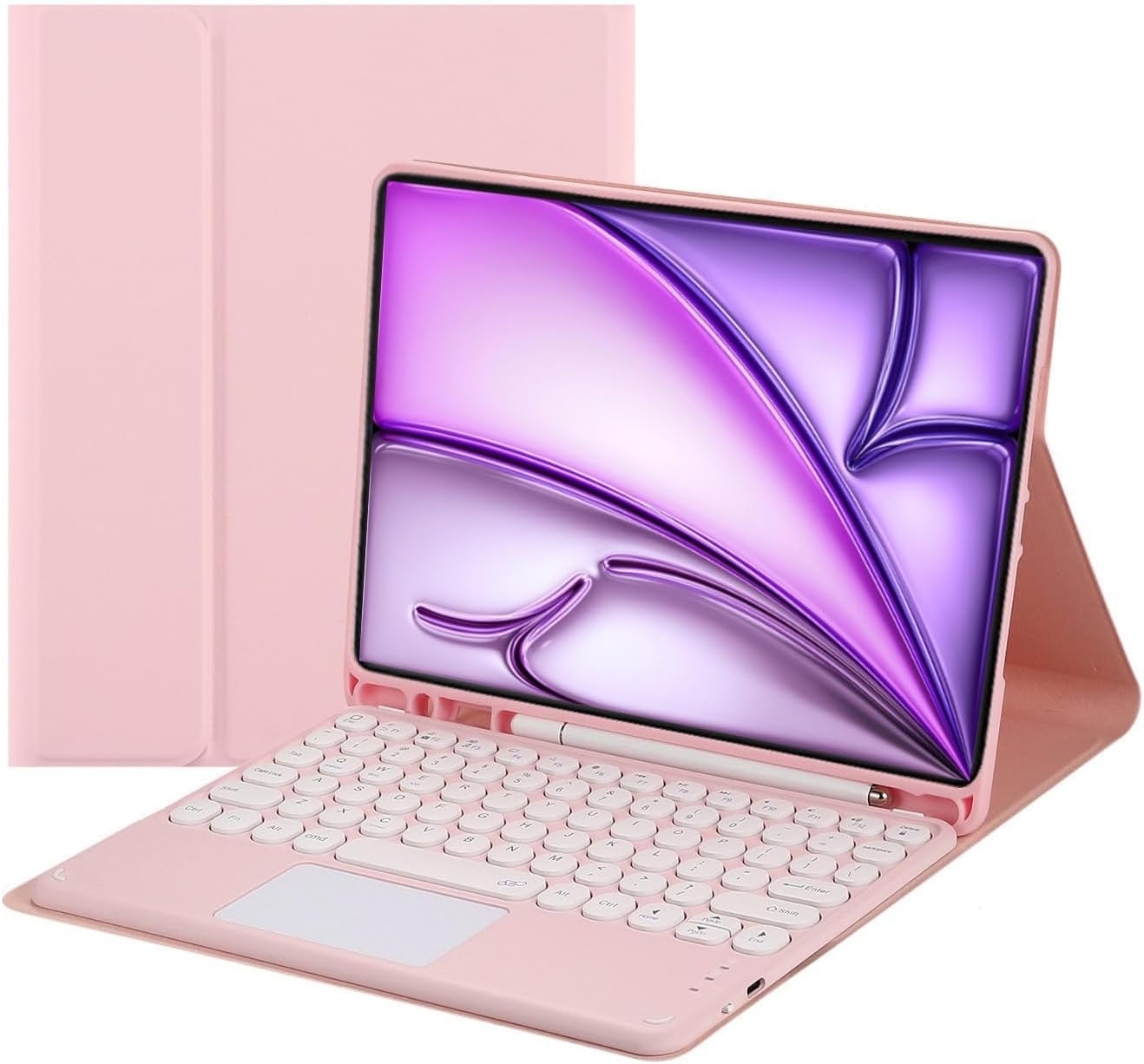 Touch Keyboard Case for iPad Air 13-inch (M3) 2025, (M2) 2024 with Pencil Holder - Magnetically Detachable Touch Bluetooth Keyboard