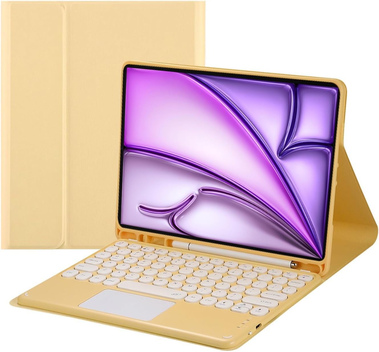 Touch Keyboard Case for iPad Air 13-inch (M3) 2025, (M2) 2024 with Pencil Holder - Magnetically Detachable Touch Bluetooth Keyboard
