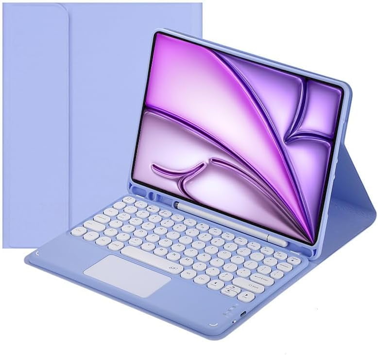 Touch Keyboard Case for iPad Air 13-inch (M3) 2025, (M2) 2024 with Pencil Holder - Magnetically Detachable Touch Bluetooth Keyboard