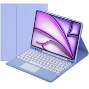 Touch Keyboard Case for iPad Air 13-inch M3 2025, M2 2024 with Pencil Holder - Magnetically Detachable Touch Bluetooth Keyboard