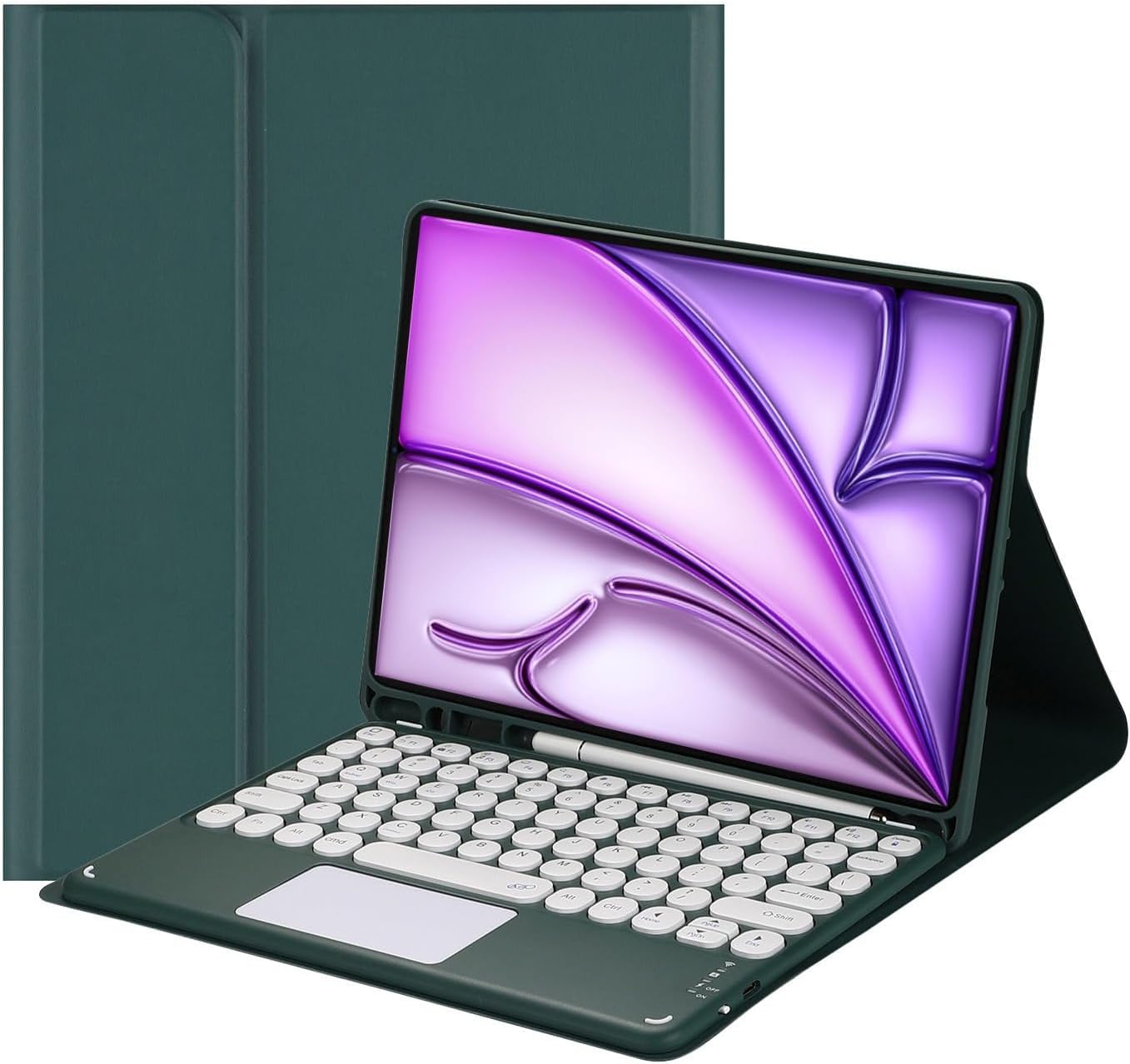 Touch Keyboard Case for iPad Air 13inch (M3) 2025, (M2) 2024 with Pencil Holder