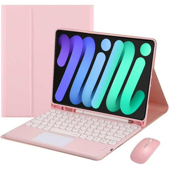 Touch Keyboard Case for iPad Mini 7 (A17 Pro) 2024 and iPad Mini 6 8.3 Inch, with Mouse - Magnetically Detachable Touch Bluetooth Keyboard