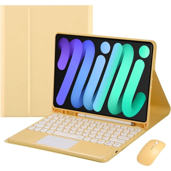 Touch Keyboard Case for iPad Mini 7 (A17 Pro) 2024 and iPad Mini 6 8.3 Inch, with Mouse - Magnetically Detachable Touch Bluetooth Keyboard