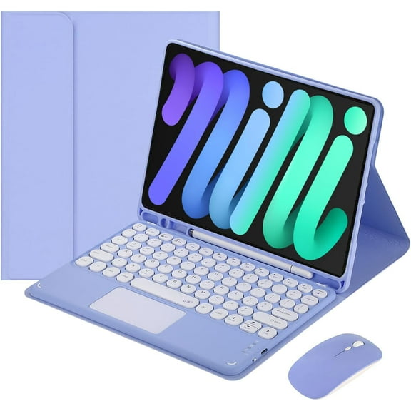 Touch Keyboard Case for iPad Mini 7 (A17 Pro) 2024 and iPad Mini 6 8.3 Inch, with Mouse - Magnetically Detachable Touch Bluetooth Keyboard