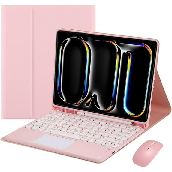 Touch Keyboard Case for iPad Pro 11 inch (M4) 5th Generation 2024, with Mouse - Magnetically Detachable Touch Bluetooth Keyboard