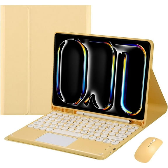 Touch Keyboard Case for iPad Pro 11 inch (M4) 5th Generation 2024, with Mouse - Magnetically Detachable Touch Bluetooth Keyboard