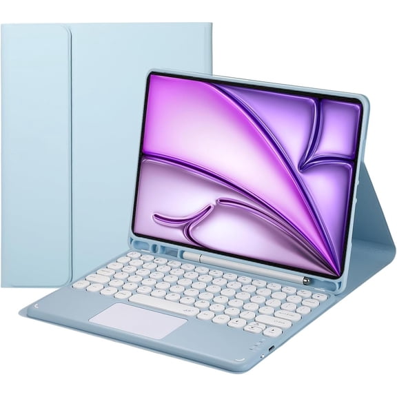 Touch Keyboard Case foriPad Air 13-inch (M3)2025,(M2)2024 with Pencil Holder - Magnetically Detachable Touch Bluetooth Keyboard