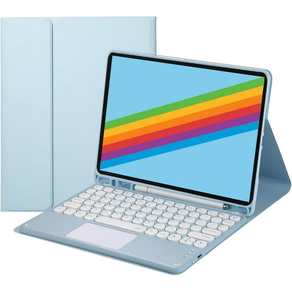 Touch Keyboard Case for iPad 9th / 8th / 7th Generation (2021/2020/2019) 10.2 Inch, with Pencil Holder - Magnetically Detachable Touch Bluetooth Keyboard