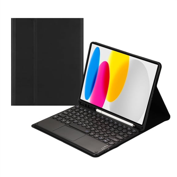 Touch Bluetooth keyboard case for iPad 9th/8th/7th, 10.2-inch, with pen holder (black)