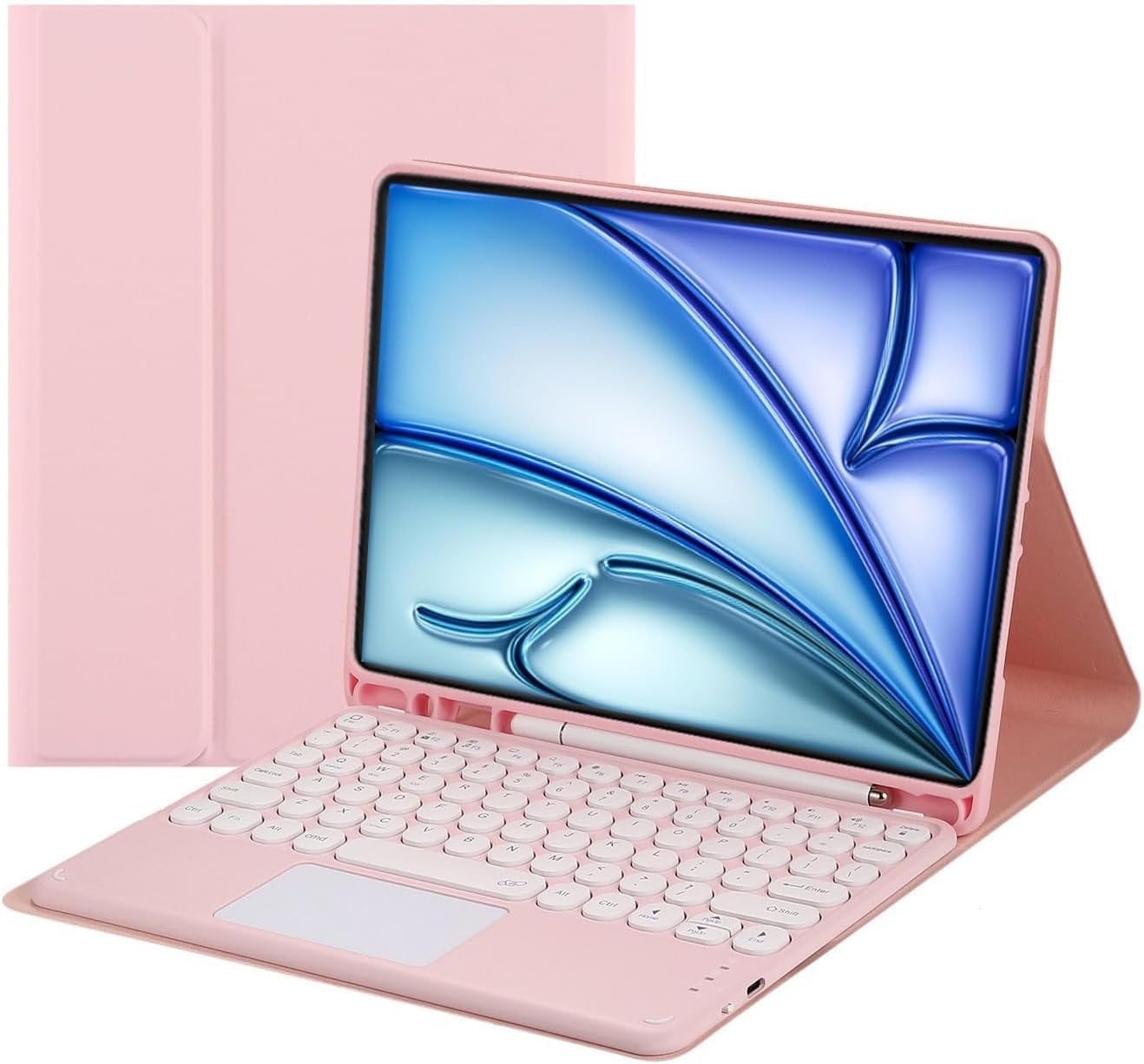 Touch Keyboard Case for iPad Air 11-inch M3 (2025) / M2 (2024), iPad Air 5th (2022) / 4th Generation (2020) 10.9 Inch with Pencil Holder - Magnetically Detachable Touch Bluetooth Keyboard