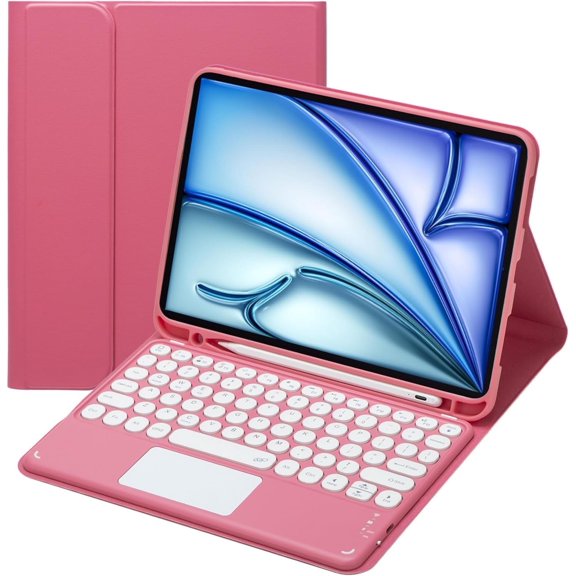Touch Keyboard Case for iPad Air 11-inch M3 (2025) / M2 (2024), iPad Air 5th (2022) / 4th Generation (2020) 10.9 Inch with Pencil Holder - Magnetically Detachable Touch Bluetooth Keyboard