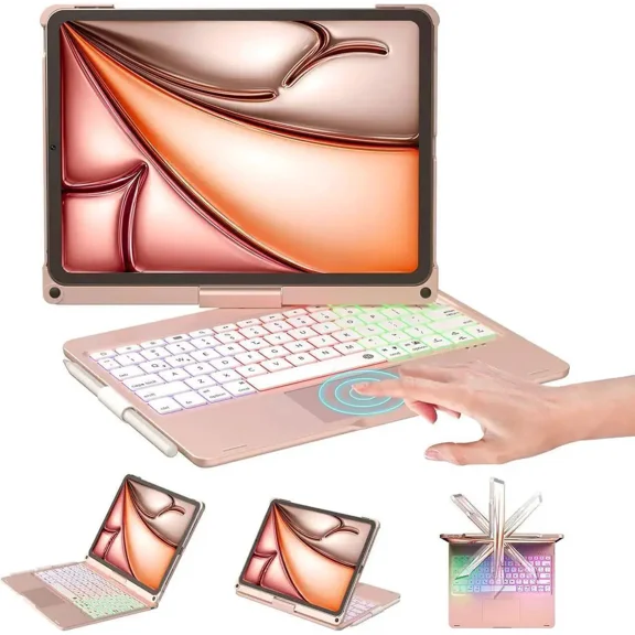 Touch Keyboard Case for iPad Air 11 inch (M4) 2026 (M3) 2025 (M2) 2024 & iPad Pro 11 4th/3rd/2nd/1st Gen & iPad Air 5th & 4th Gen 10.9 inch, Multi-Touch Trackpad & Backlight & 360° Rotatable