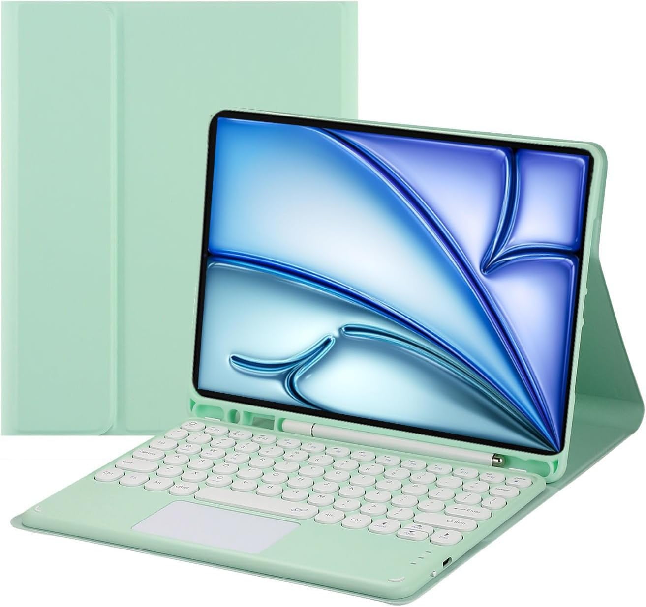 Touch Keyboard Case for iPad Air 6th Generation 11 Inch Case 2024/ iPad Air 5th/4th Gen Case 2022/2020 with Pencil Holder - Magnetically Detachable Touch Bluetooth Keyboard