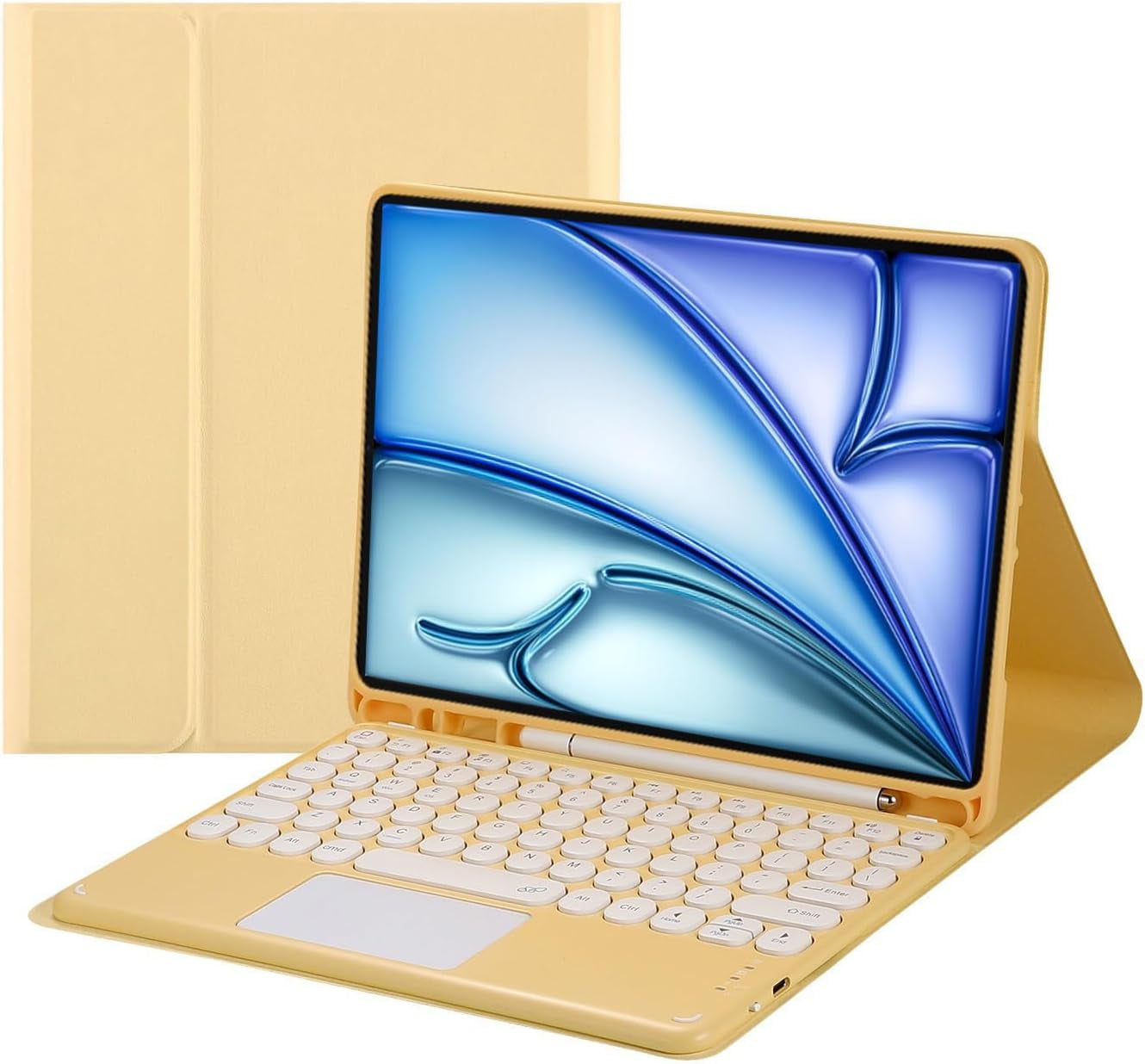 Touch Keyboard Case for iPad Air 6th Generation 11 Inch Case 2024/ iPad Air 5th/4th Gen Case 2022/2020 with Pencil Holder - Magnetically Detachable Touch Bluetooth Keyboard