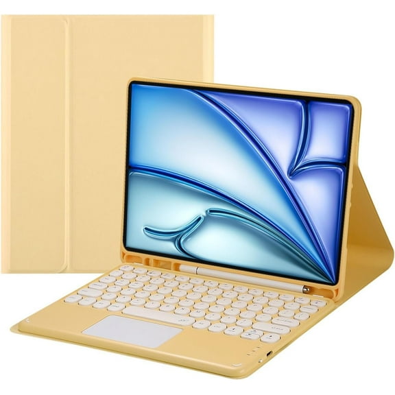 Touch Keyboard Case for iPad Air 6th Generation 11 Inch Case 2024/ iPad Air 5th/4th Gen Case 2022/2020 with Pencil Holder - Magnetically Detachable Touch Bluetooth Keyboard