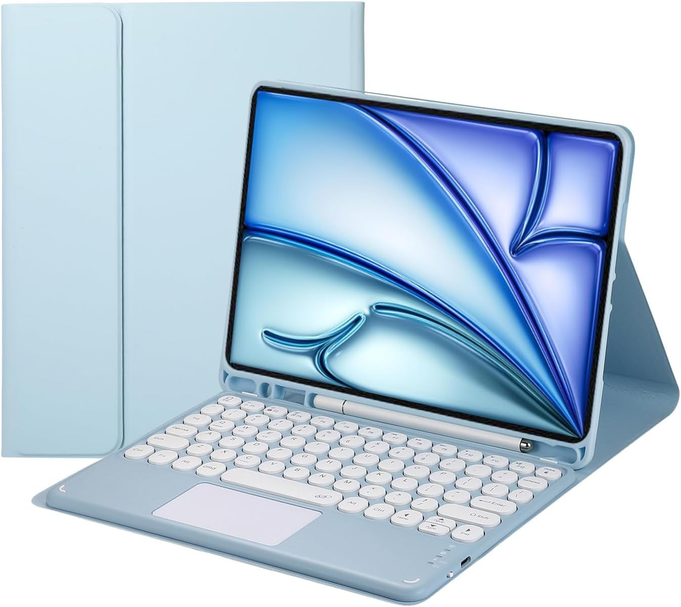 Touch Keyboard Case for iPad Air 6th Generation 11 Inch Case 2024/ iPad Air 5th/4th Gen Case 2022/2020 with Pencil Holder - Magnetically Detachable Touch Bluetooth Keyboard