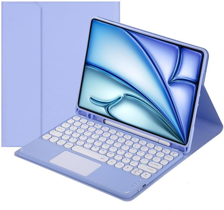 Touch Keyboard Case for iPad Air 6th Generation 11 Inch Case 2024/ iPad Air 5th/4th Gen Case 2022/2020 with Pencil Holder - Magnetically Detachable Touch Bluetooth Keyboard