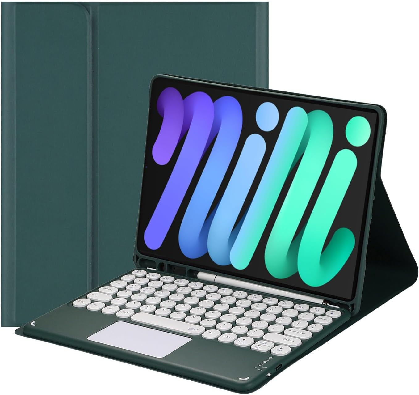 Touch Keyboard Case for iPad Mini 7 (A17 Pro)/Mini 6th Generation Case 8.3 inch (2024/2021) with Pencil Holder - Magnetically Detachable Touch Bluetooth Keyboard