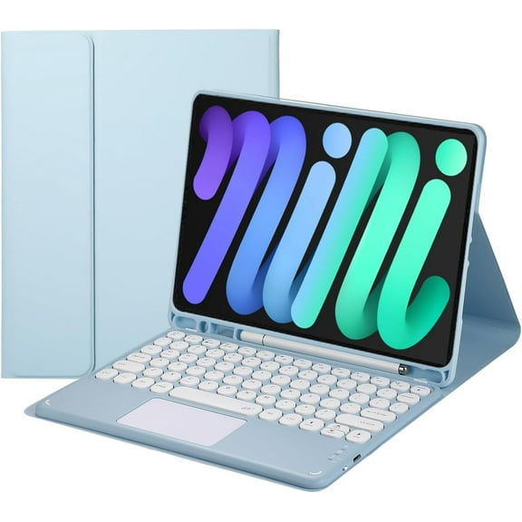 Touch Keyboard Case for iPad Mini 7 (A17 Pro)/Mini 6th Generation Case 8.3 inch (2024/2021) with Pencil Holder - Magnetically Detachable Touch Bluetooth Keyboard