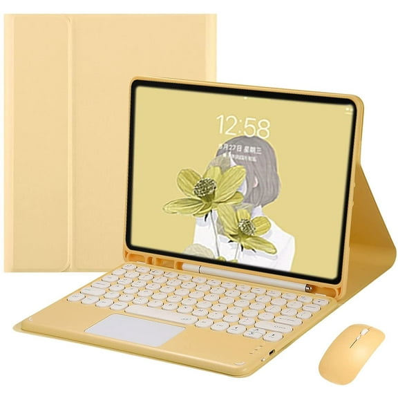 Touch Keyboard for iPad Air 5th Gen 2022 / 4th Generation Color Keyboard Case with Mouse Cute Round Key TouchPad Detachable Keyboard for iPad Air 5 4 10.9 inch