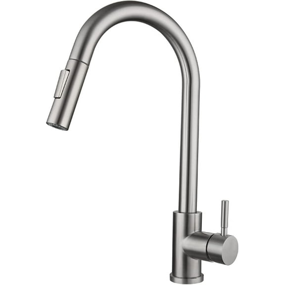 Touch Kitchen 360°Rotation Pull Out Kitchen Sink 304 Stainless Steel High Arc Single Handle Kitchen Mixer Tap, with Pull Down Sprayer,Brushed Kitchen Sink Faucets