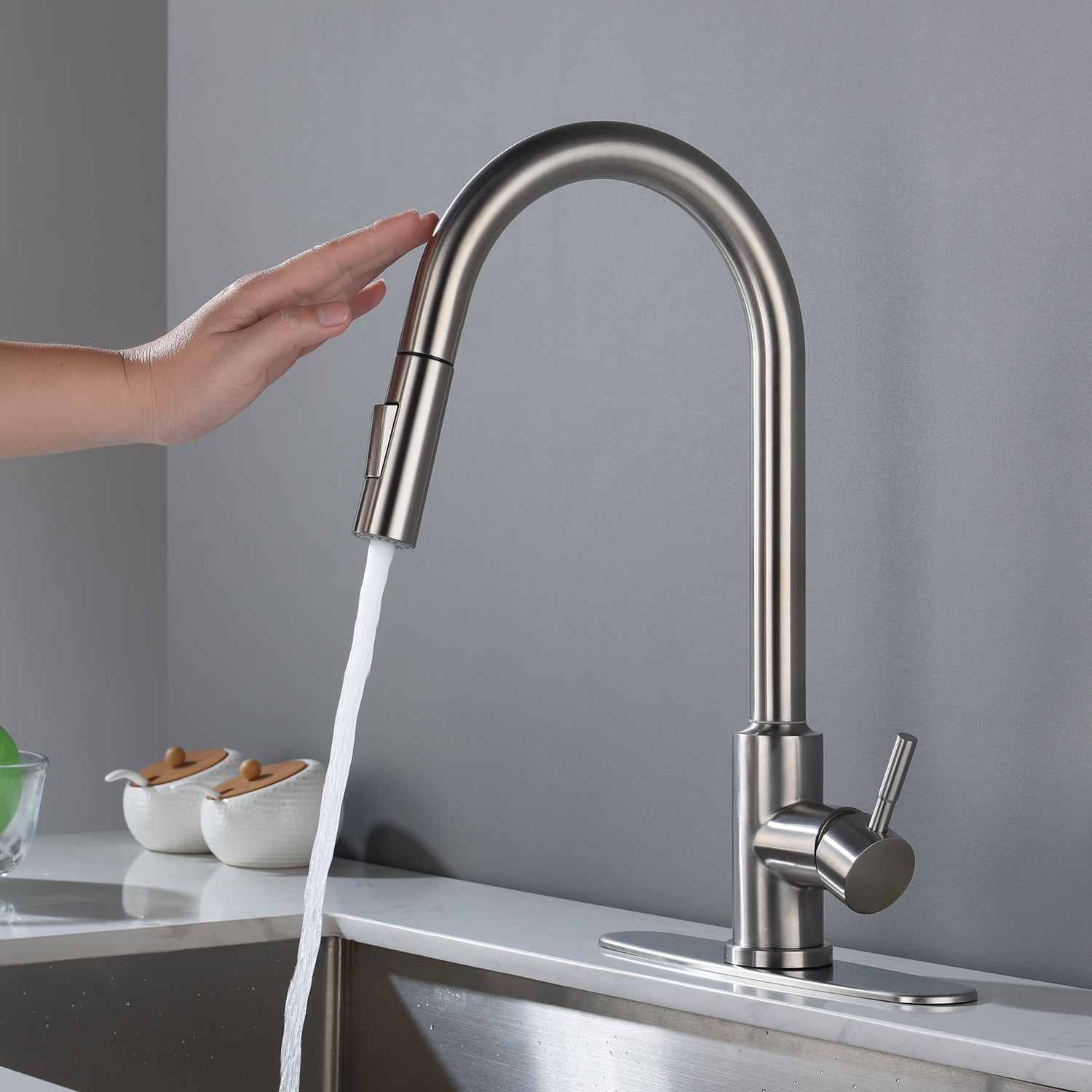 Stainless Steel Touch Kitchen Faucet with Pull Down Sprayer