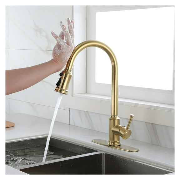 Touch Kitchen Faucet with Pull Down Sprayer, 360° Rotation Single Handle Stainless Steel Sink Faucet, Commercial Style Water Faucet for Home Kitchen